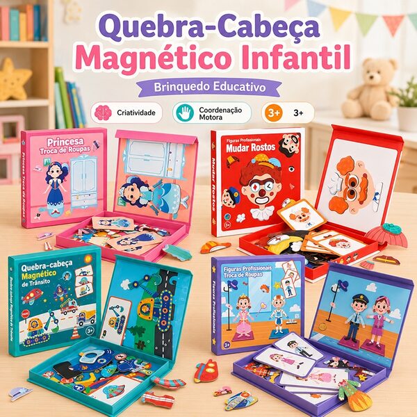 Quebra-cabeça magnético com cartões